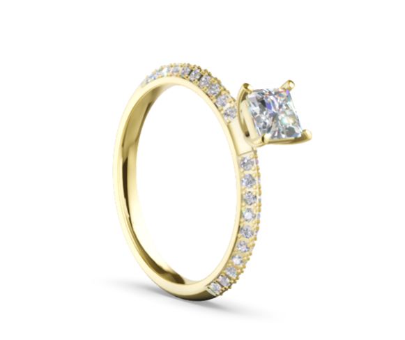 Verlobungsring / Antragsring 0,500 ct mit seitlichen Steinen Princess Gelbgold Weissgold Rosegold 585 Gold / 750 Gold