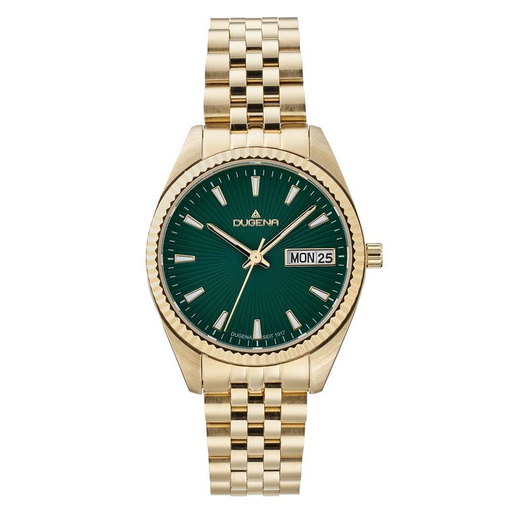 Dugena 4461036 Damenuhr Venetia Grün Gold Tag Datum