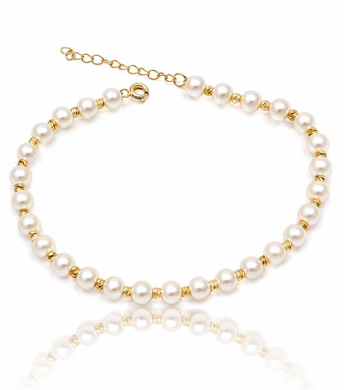 Perlenkette Armkette mit Gold Kugeln 19 - 21 cm verstellbar