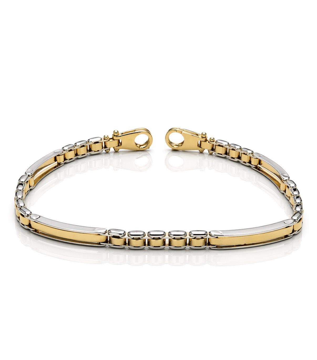 Herrenarmband Hochwertig und Elegant Bicolor Weissgold Gelbgold 585 / 14 karat Echtgold