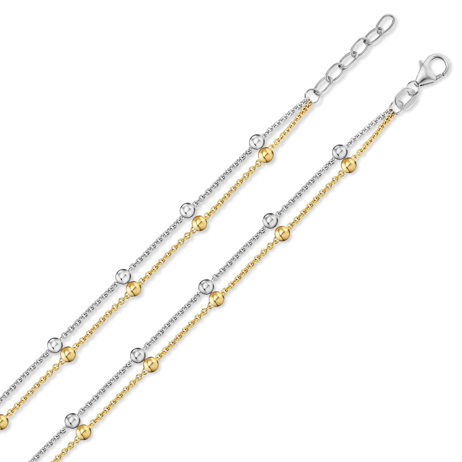 Armband Rundanker Kugel 925/- Silber rhodiniert / teil- vergoldet gelb A90012.10-19 Armband Rundanker Kugel 925/- Silber rhodiniert / teil- vergoldet gelb A90012.10-19