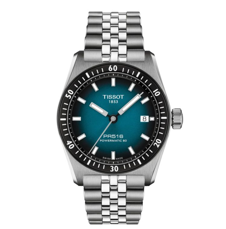 Tissot PR516 38mm Automatik Stahlband Blaues Ziffernblatt T1494071104100 Tissot PR516 38mm Automatik Stahlband Blaues Ziffernblatt T1494071104100