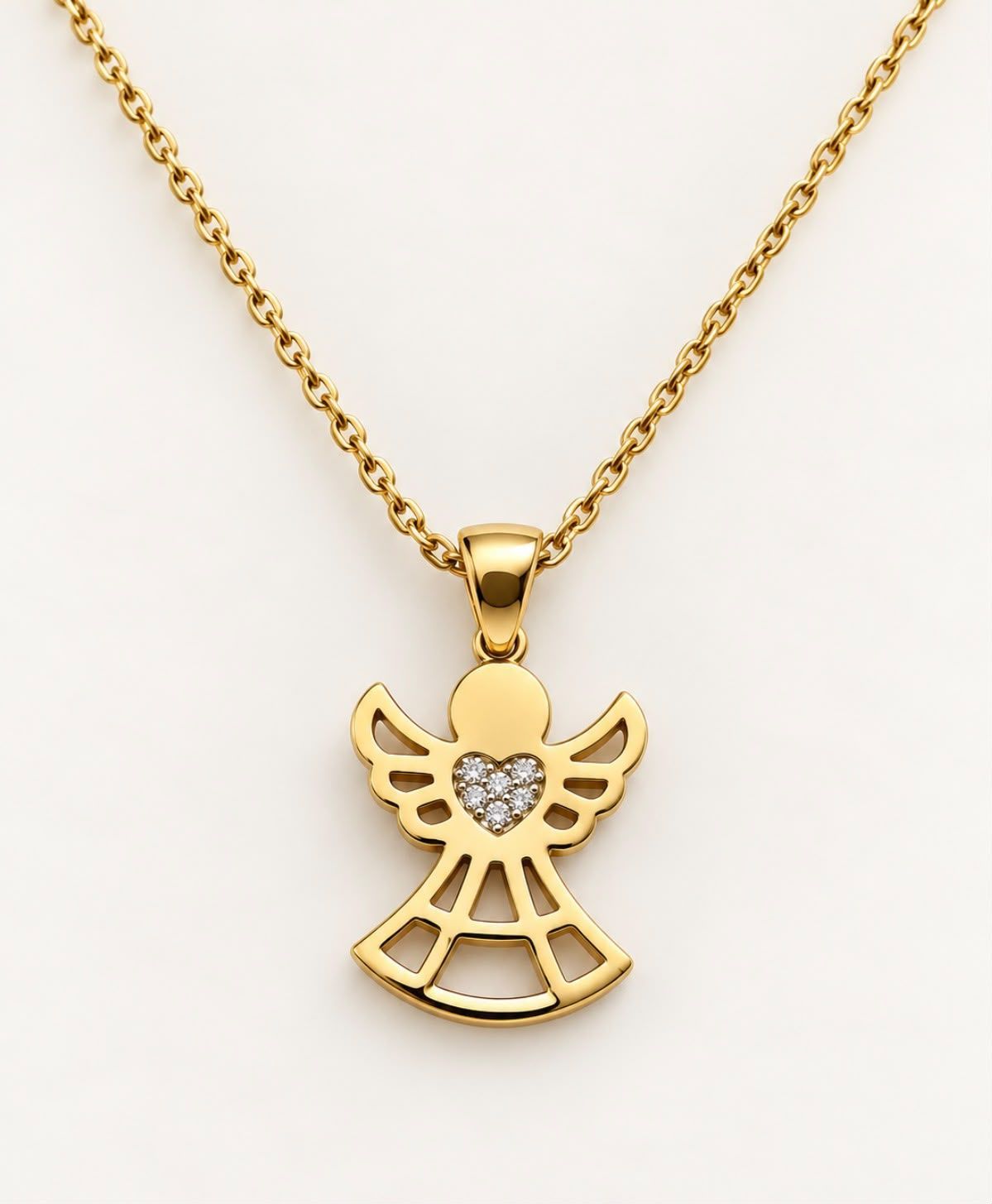 Goldkette Engel mit Herz und Steine Zirkonia Echt-Gold 585 14 karat TONSC0224A730 Goldkette Engel mit Herz und Steine Zirkonia Echt-Gold 585 14 karat TONSC0224A730