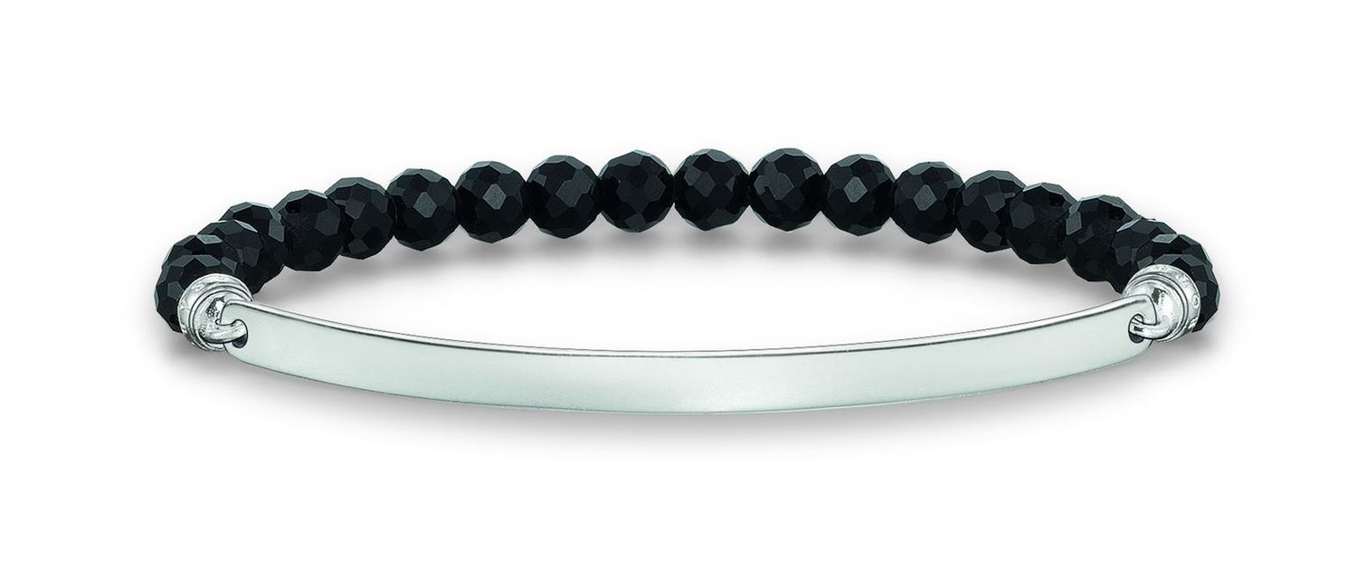 Thomas Sabo Zugband Onyx faccetierte Kugeln Gravierbar Silber   LBA0001-840-11-L17,5