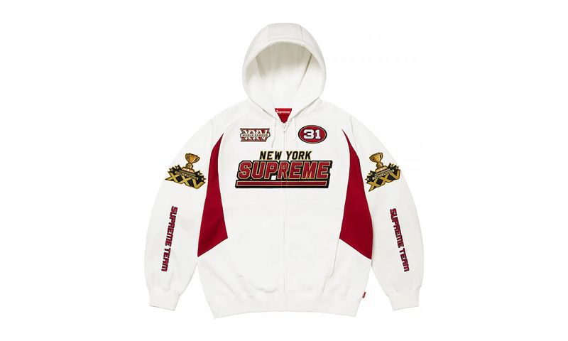 Supreme Football Zip Up Hooded Sweatshirt White (FW25)
