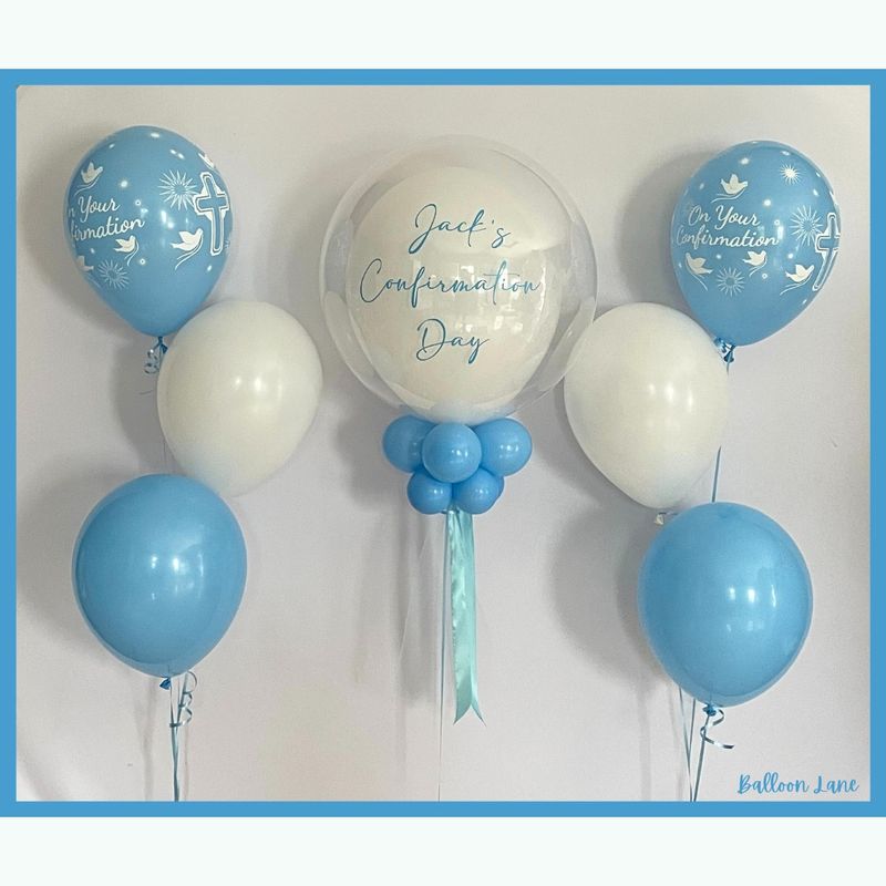 Personalised Communion/Confirmation set - Blue/white
