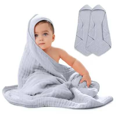 Baby Hooded Towels by Comfy Cubs – Slate Pack of 2