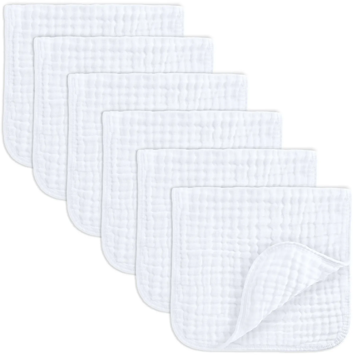 Muslin Burp Cloths by Comfy Cubs – White Pack of 6