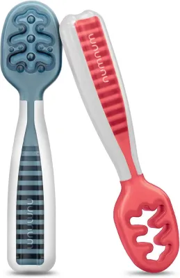 NumNum Baby GOOtensil Pre-Spoons for 6+ Months, BPA-Free, 2 Pack  Blue/Red