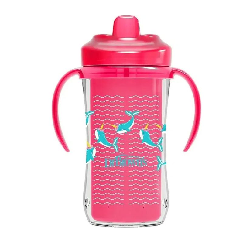 Dr. Brown’s Milestones Hard Spout Insulated Sippy Cup with Handles, Pink, 10 oz,12m+ Narhwal Luau