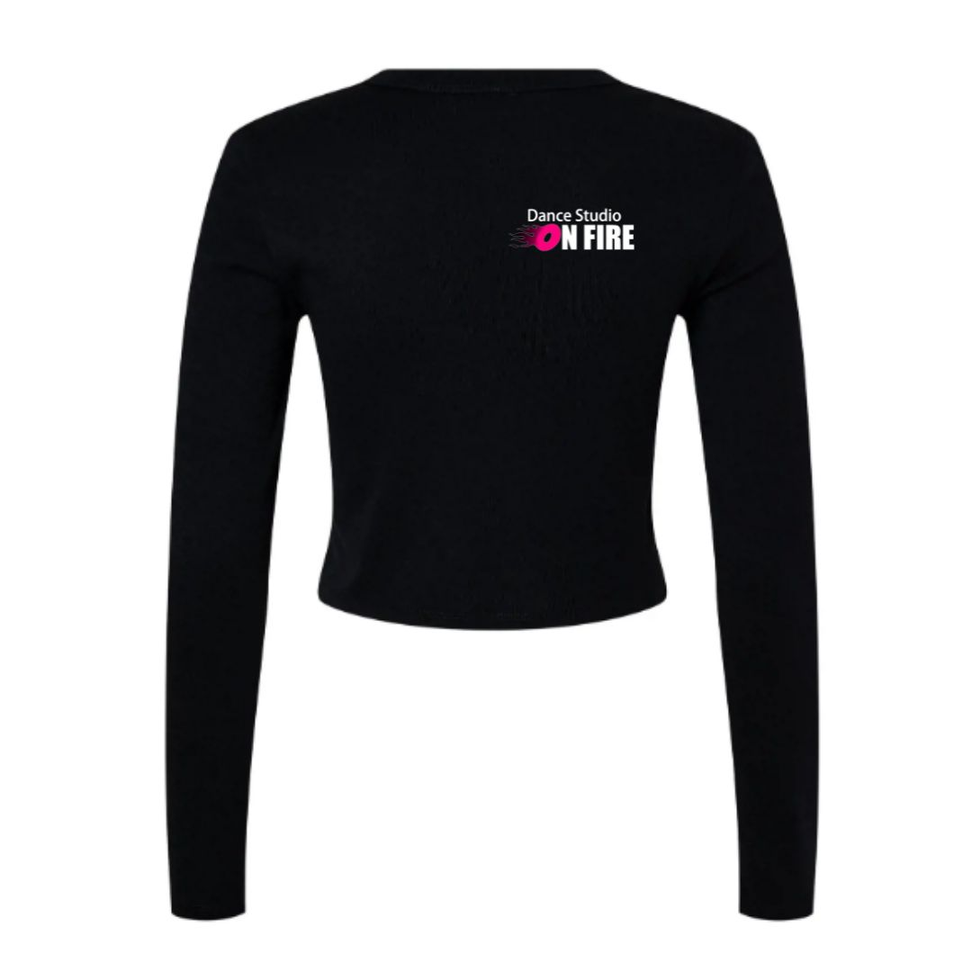 Croptop met lange mouwen (Zwart)