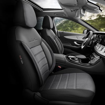Otom Huse Scaune Auto Negru Gri  Lux Premium Piele ecologică Set Complet CORE Design