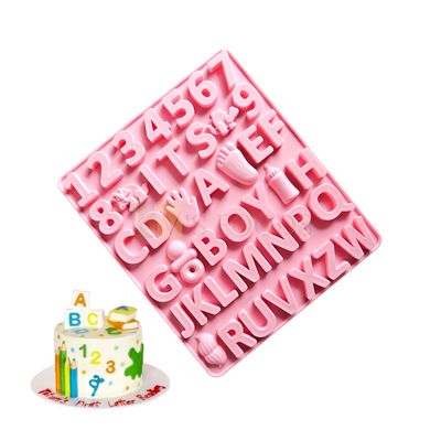 42 Cavity/Slots Uppercase A to Z Letters, Alphabets, Numbers 1 to 9, Baby Shower Theme Chocolate Silicon Mould, Baby Feet, Hands, Pacifier, ITS A BOY, ITS A GIRL, Candy, Jelly DIY Cake Decorations