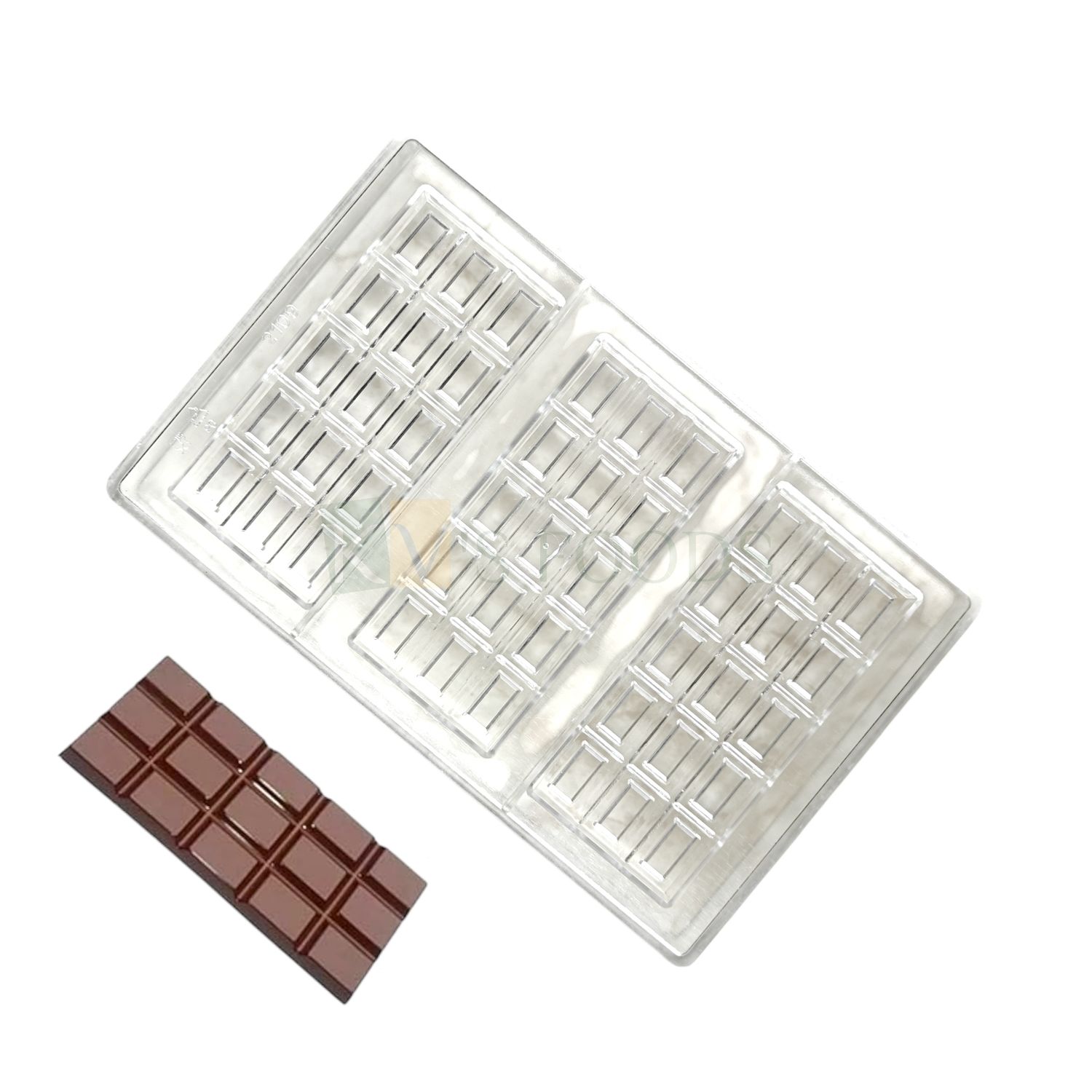 1 PC Size 10.7 x 6.8 Inches, Thickness 1 Inch Rectangle 3 Cavity Polycarbonate Chocolate Bar Mould, Cadbury Candy Gummy Jelly, Ice-cubes Making Mold Birthday Theme, Gifting DIY Cake Decorations