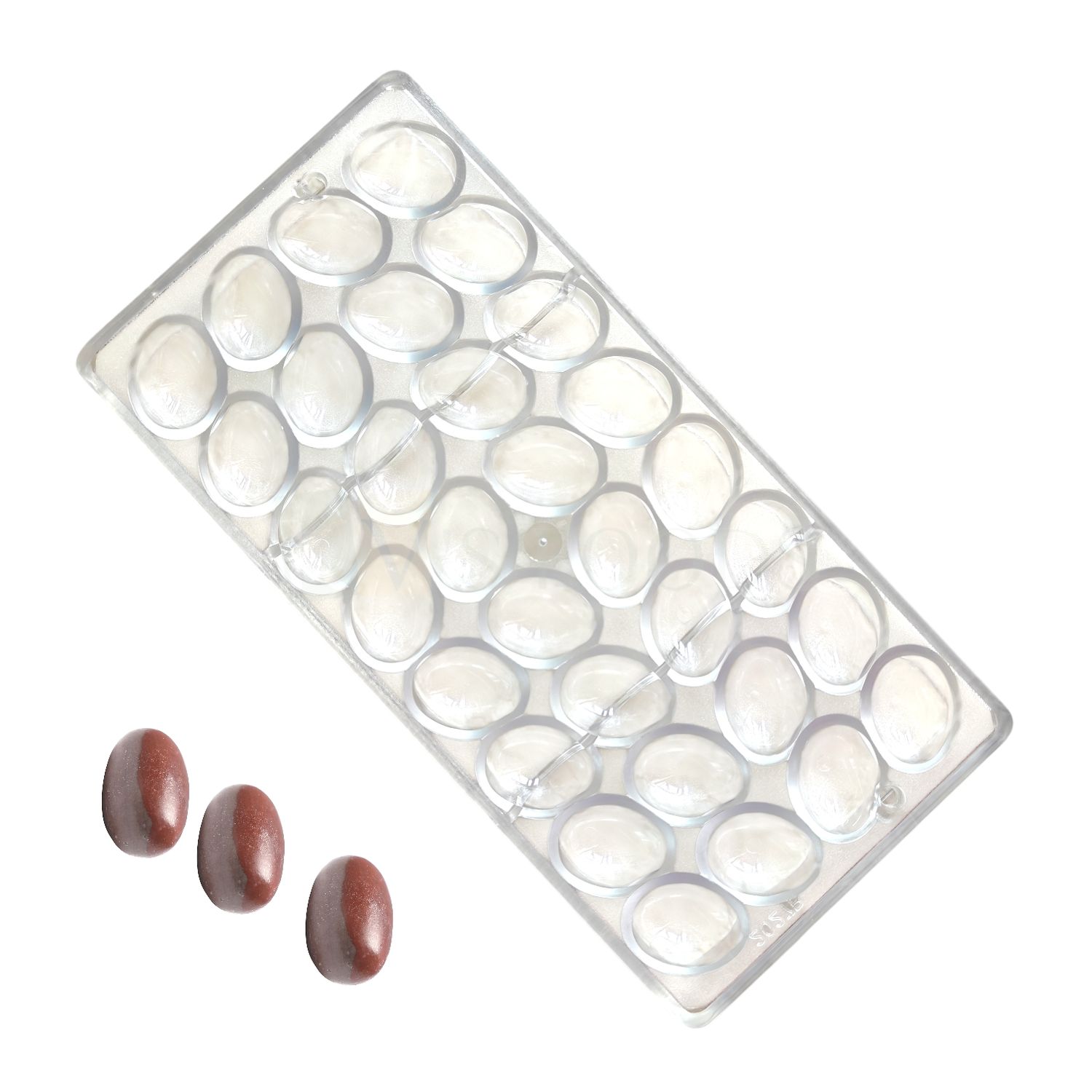 1 PC Size 10.7 x 5.2 Inches, Thickness 1 Inch Rectangle 32 Cavity Oval Egg Shape, Plane Surface Polycarbonate Chocolate Mould, Candy, Fillable Chocolate Mold, Ice-cubes, Pralines DIY Cake Decorations