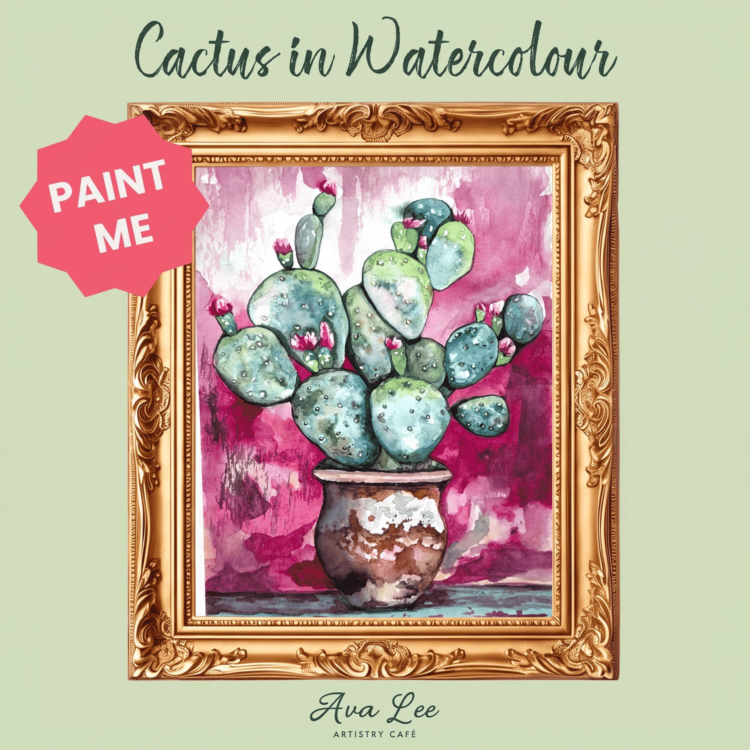 Grande Watercolour Plate - Cactus