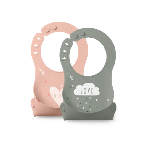 Nuvita Squashy Set 2 Bavaglini in Silicone Arancio e Verde