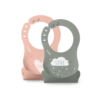 Nuvita Squashy Set 2 Bavaglini in Silicone Arancio e Verde