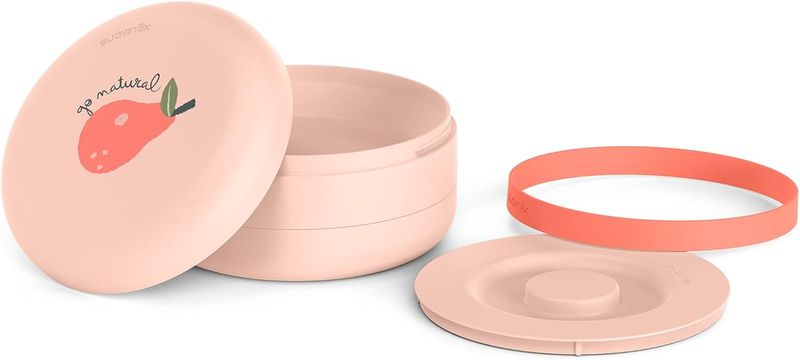 Suavinex Bento Box Set Piatti Combinabili  Per Mangiare Fuori Casa Capacità 2 Pasti arancio