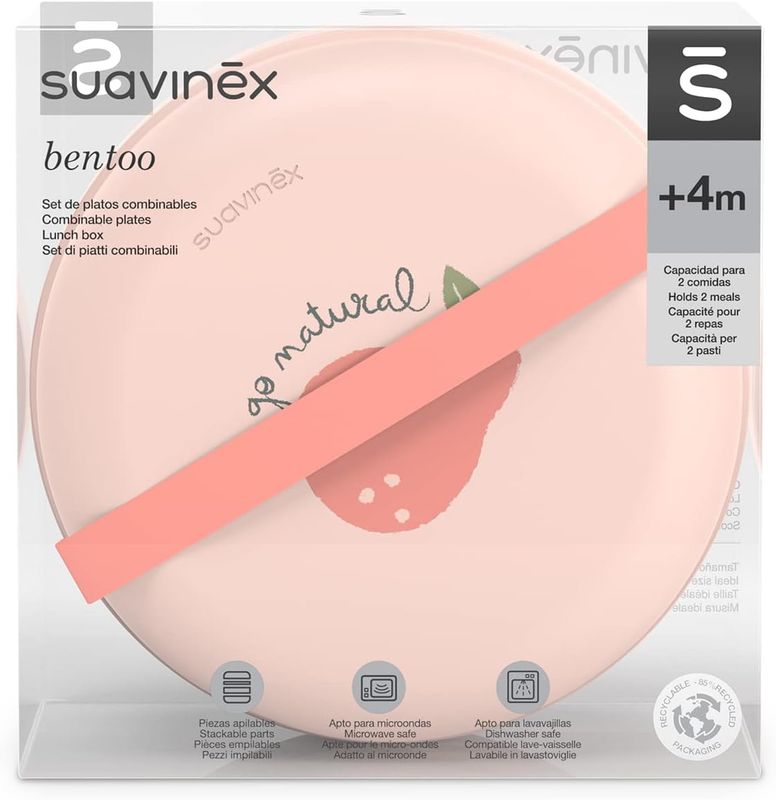 Suavinex Bento Box Set Piatti Combinabili  Per Mangiare Fuori Casa Capacità 2 Pasti arancio