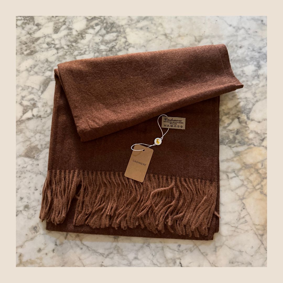 Cashmere sjaal cashew bruin