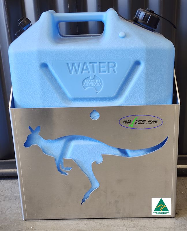 3mm Aluminum "Back Mounted" Jerry Can Holder with Kangaroo cut out on the front