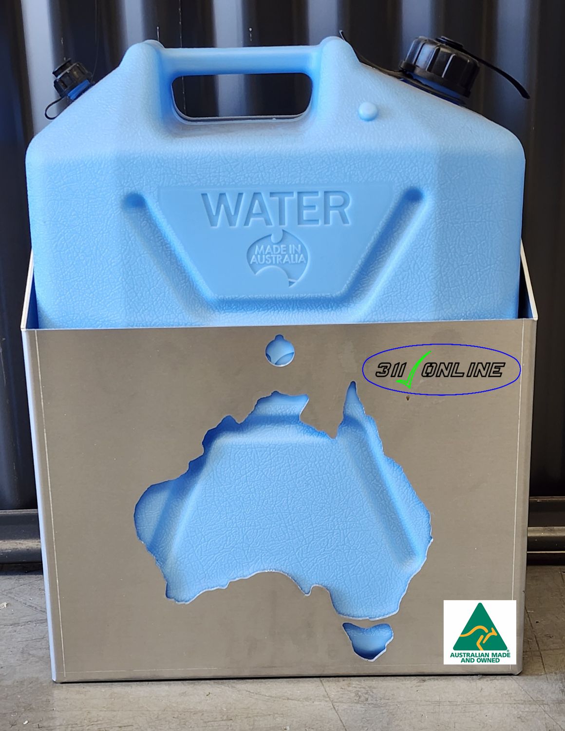 3mm Aluminum "Back Mounted" Jerry Can Holder with Australia added