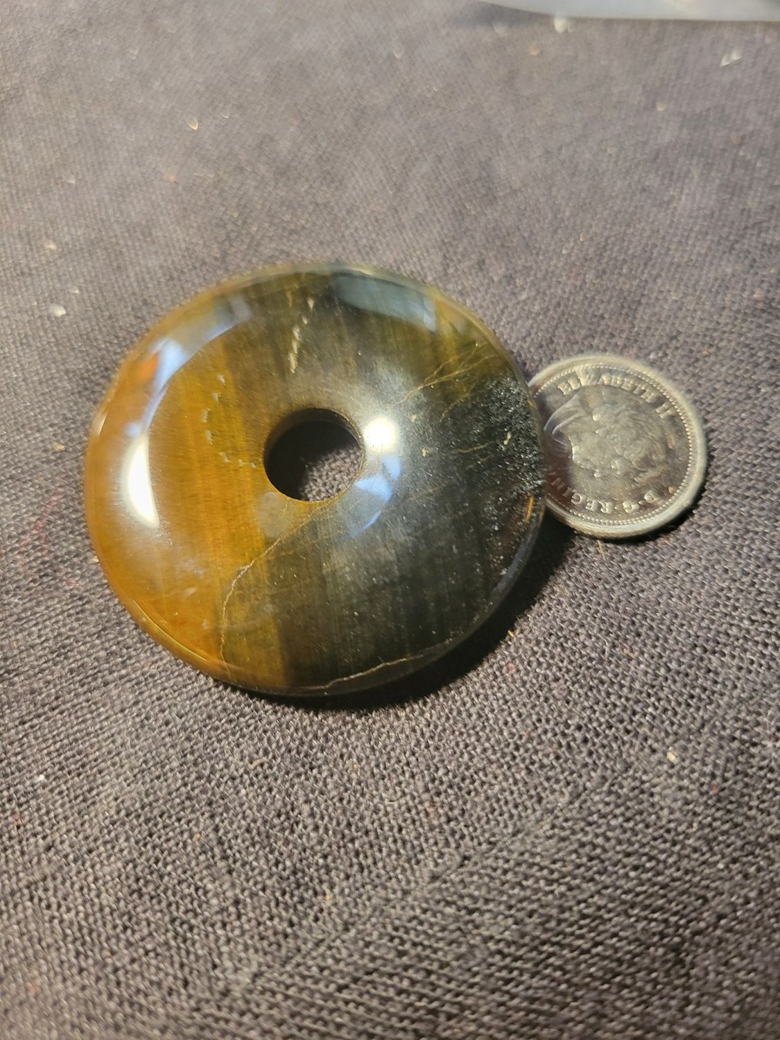 Pendant Tiger Eye Energy Round Disc WAS$ 125.00 (NEW)