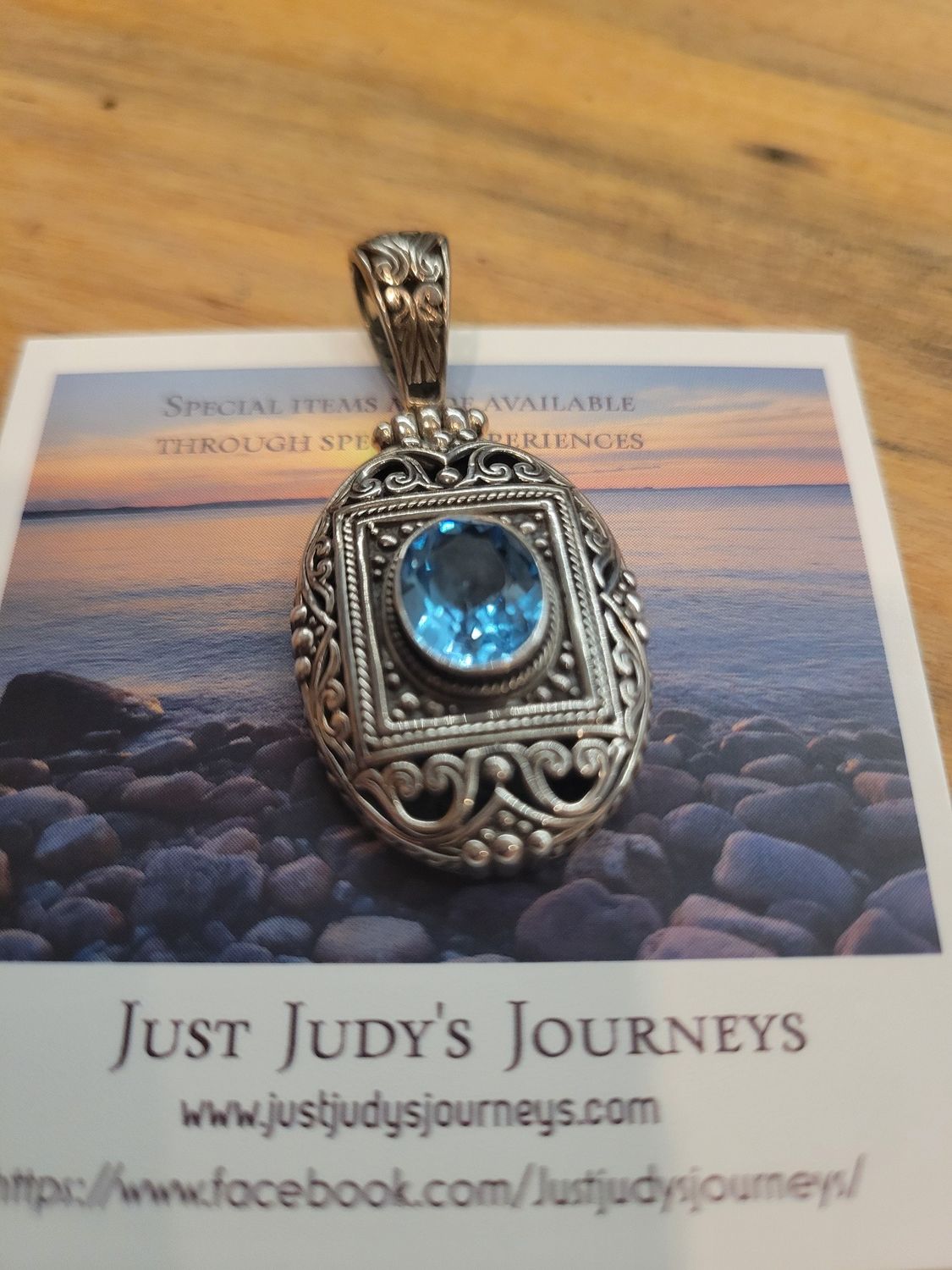 Pendant Blue Topaz Sterling Silver (India)  WAS$100