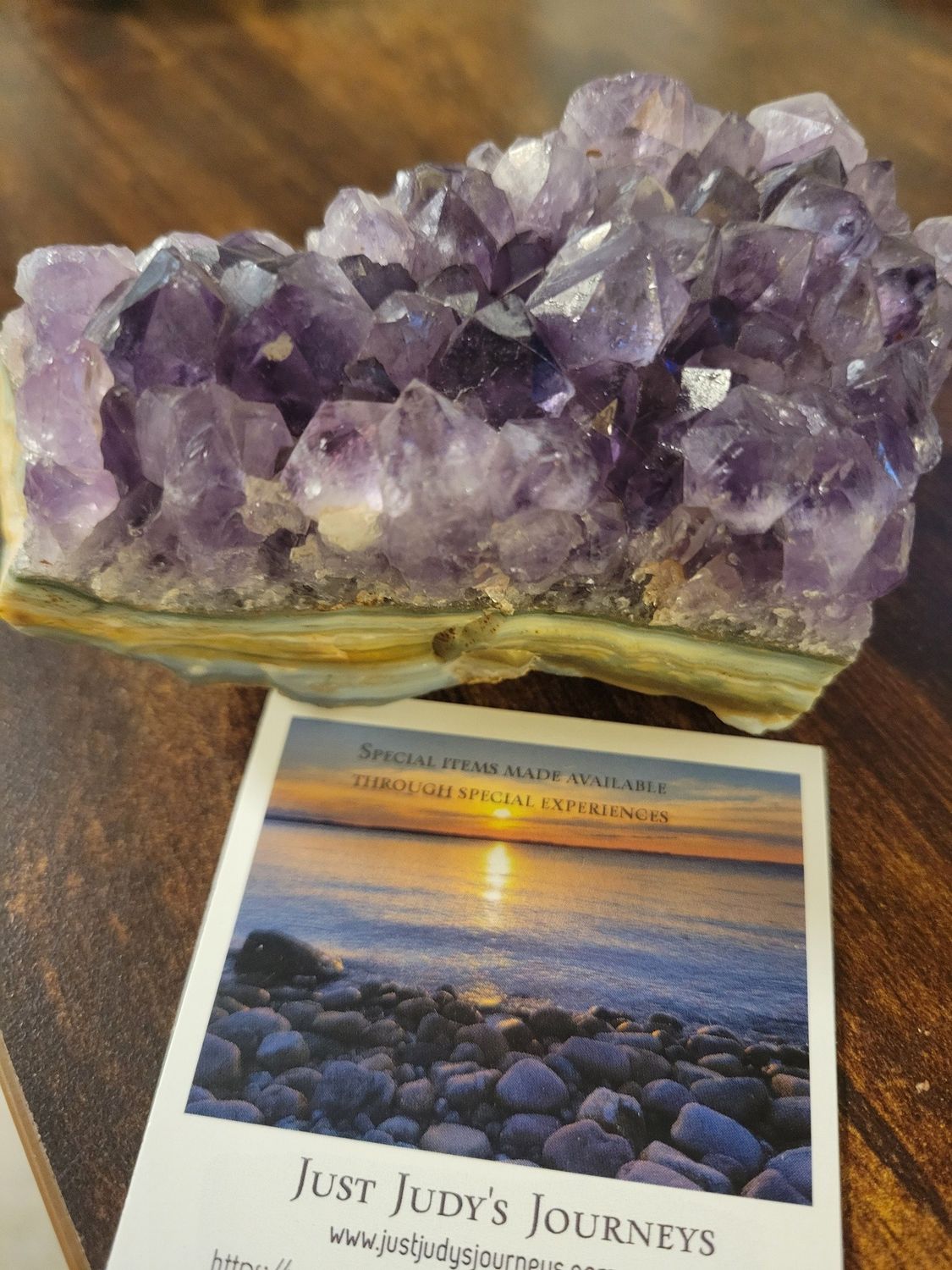 Crystal Amethyst Purple Cluster/On Agate 14 ozs WAS $100.