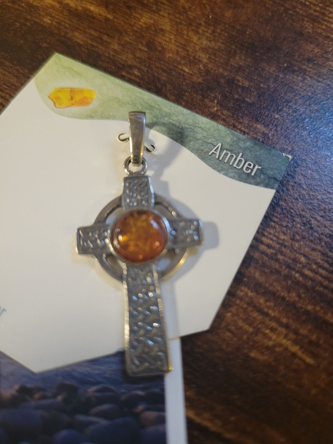 Pendant Baltic Amber Cross- Sterling Silver