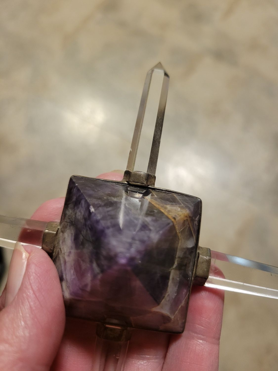 Crystal Amethyst/Clear Quartz Pyramid Generator WAS$75