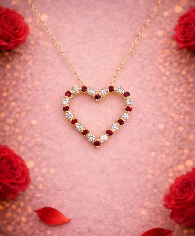 "A Lovely Heart", Ruby, Diamond Necklace