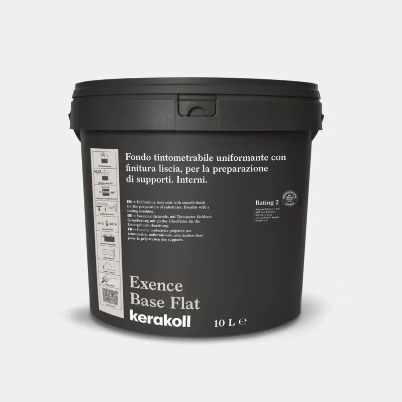 Secchio di Exence Base Flat, fondo uniformante liscio e tintometrabile per interni, ideale per cartongesso