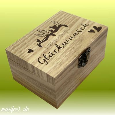 Holz-Musiktruhe zum Geburtstag, Happy Birthday, Spieluhr