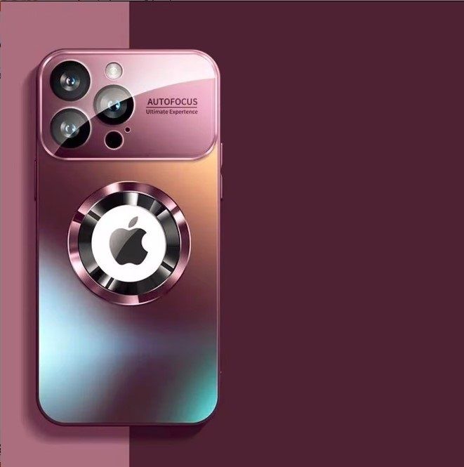 Magnetic case with glass camera protector for Iphone 17 Pro purple