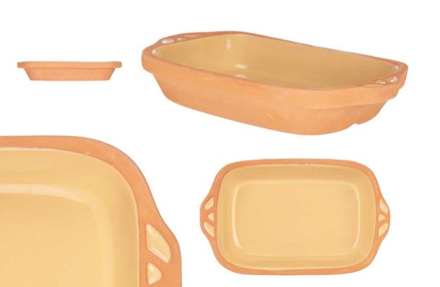 CAZUELA BARRO RECTANGULAR AMARILLO 23CM LA DEHESA