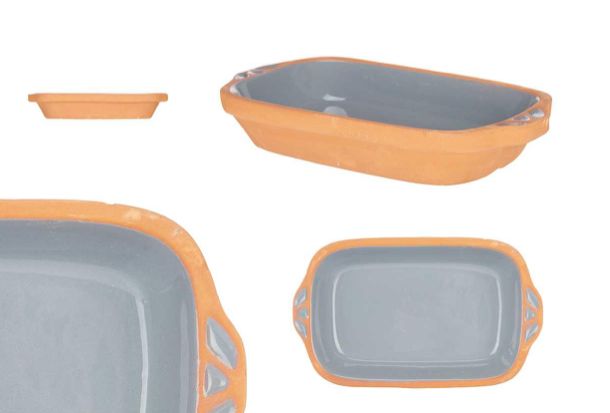 CAZUELA BARRO RECTANGULAR GRIS 23CM LA DEHESA