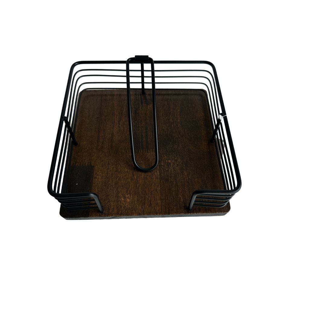 SERVILLETERO METAL C/MADERA 18X18