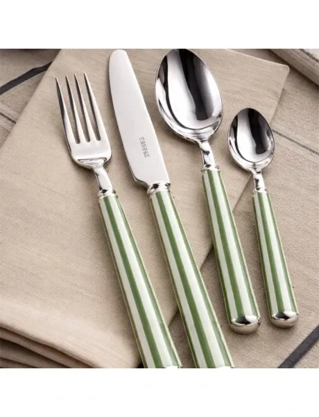 SET 24 PIEZAS CUBIERTOS MANGO RAYAS VERDE BARCELONA