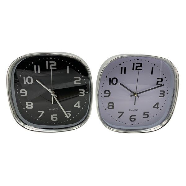 RELOJ DE PARED CUADRADO 30CM PLATEADO