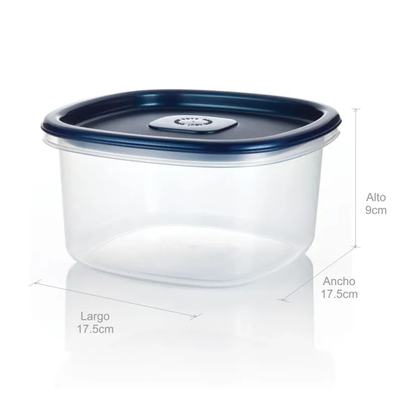 CONTENEDOR PLUS CUADRADO1.5LT TAPA AZUL ESTRA