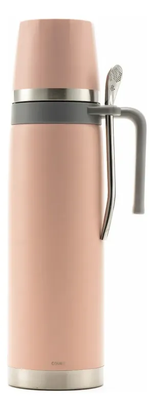 TERMO COMET CAPRI 1LT MATE Y BOMBILLA ROSA