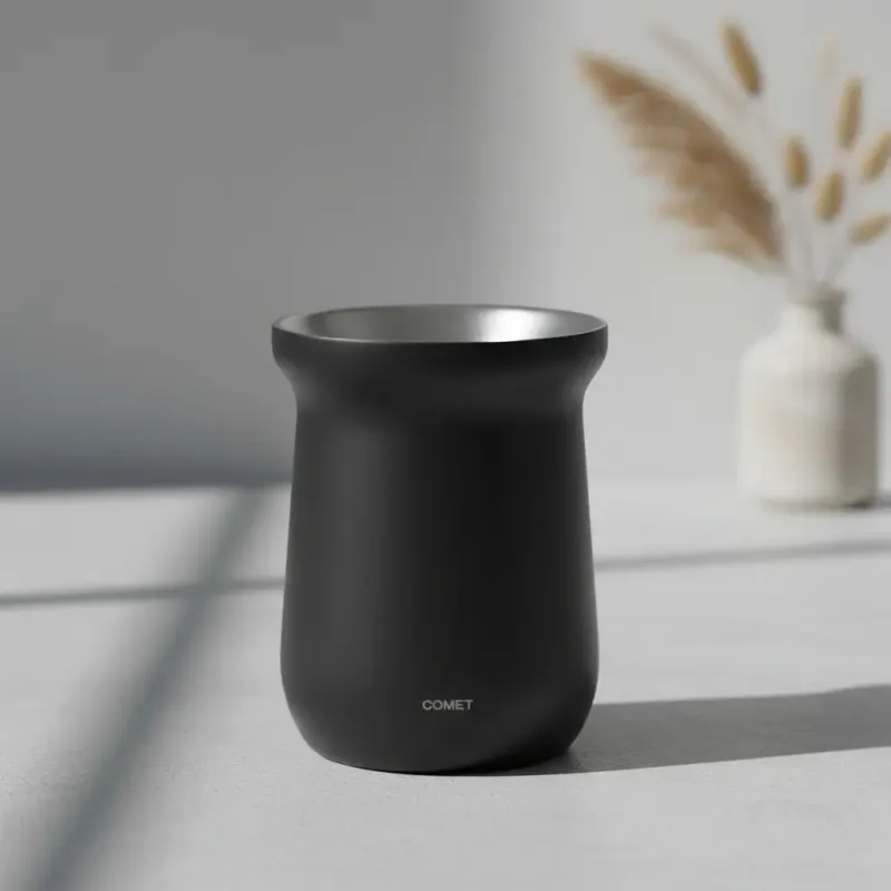 MATE ACERO INOX 160ML NEGRO COMET