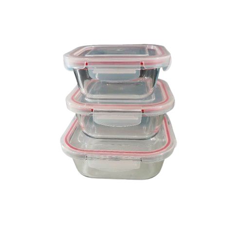 SET x3 RECIPIENTES CUADRADOS(800-520-310) RED CHERRY