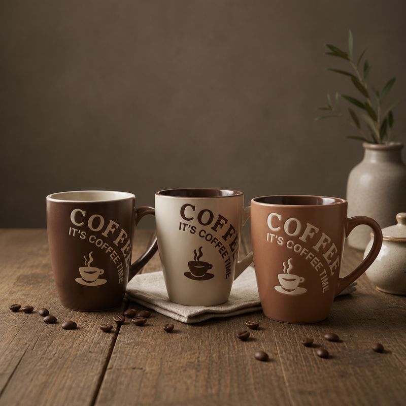 TAZA DE LOZA 220ML X 3 UN  COFFEE