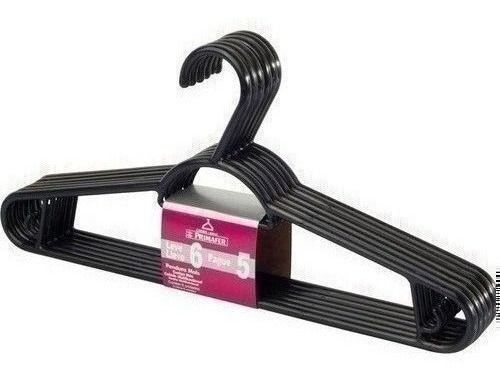 PERCHA PLASTICA NEGRA PACK X 6