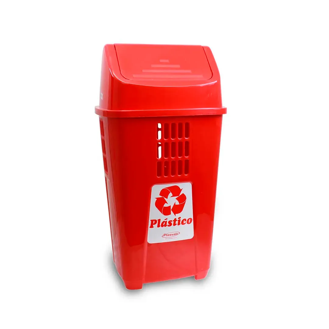 BASURERO 50LTS ROJO PLASVALE