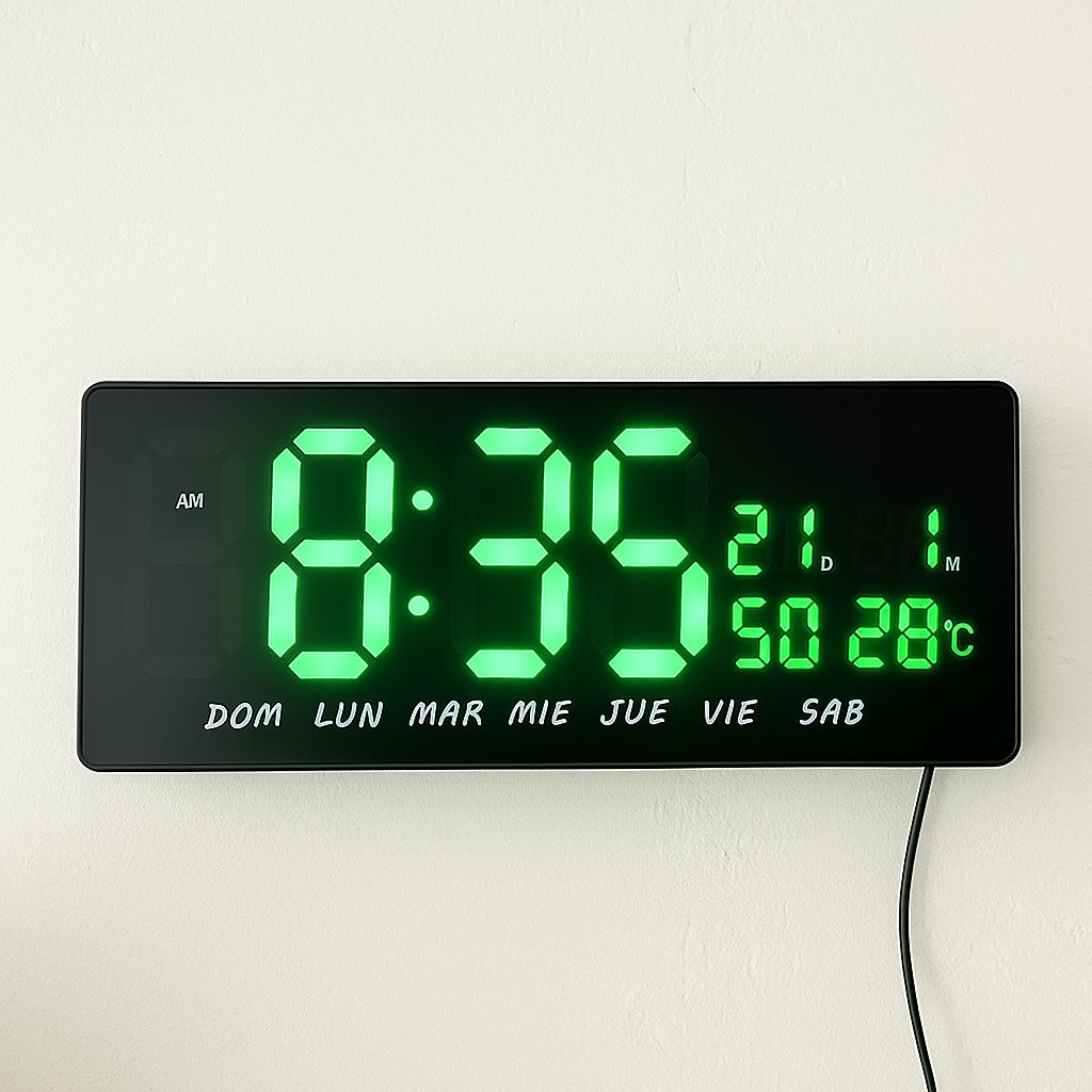 RELOJ DE PARED DIGITAL CALENDARIO,ALARMA USB