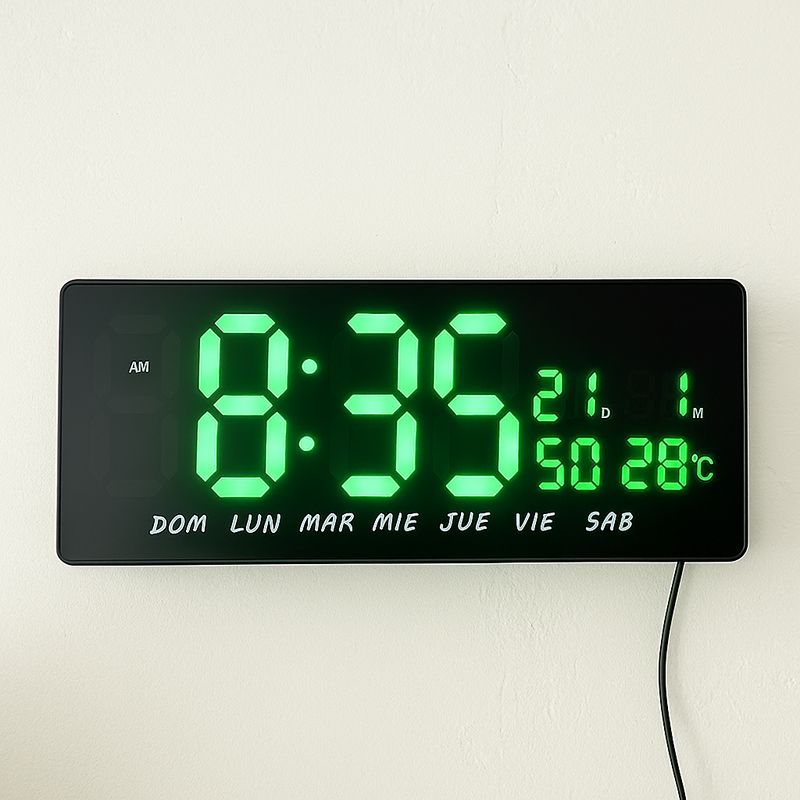 RELOJ DE PARED DIGITAL CALENDARIO,ALARMA USB